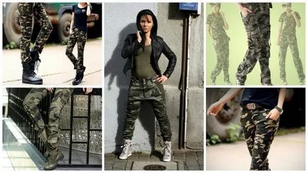 Camuflaj pantaloni femei - colecții de designer de accent elegant