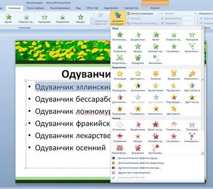 Hogyan készítsünk egy felsorolás a PowerPoint animációs