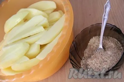 Burgonya zsemlemorzsa a sütőben - a recept egy fotó