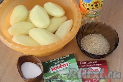 Burgonya zsemlemorzsa a sütőben - a recept egy fotó