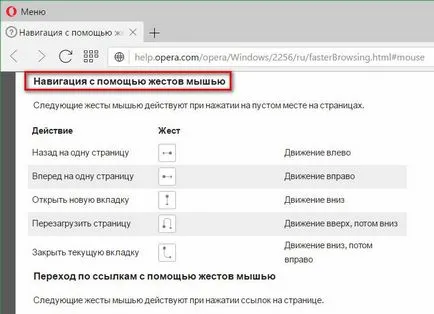 Жестове с мишката в Google Chrome, Opera, Mozilla Firefox, Microsoft ръб и EPE