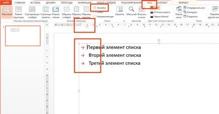 Liste numerotate în MS Office PowerPoint exemplu - vectorul de dezvoltare