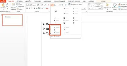 Felsorolásjeles és számozott listákat MS Office PowerPoint például - a vektor a fejlődés