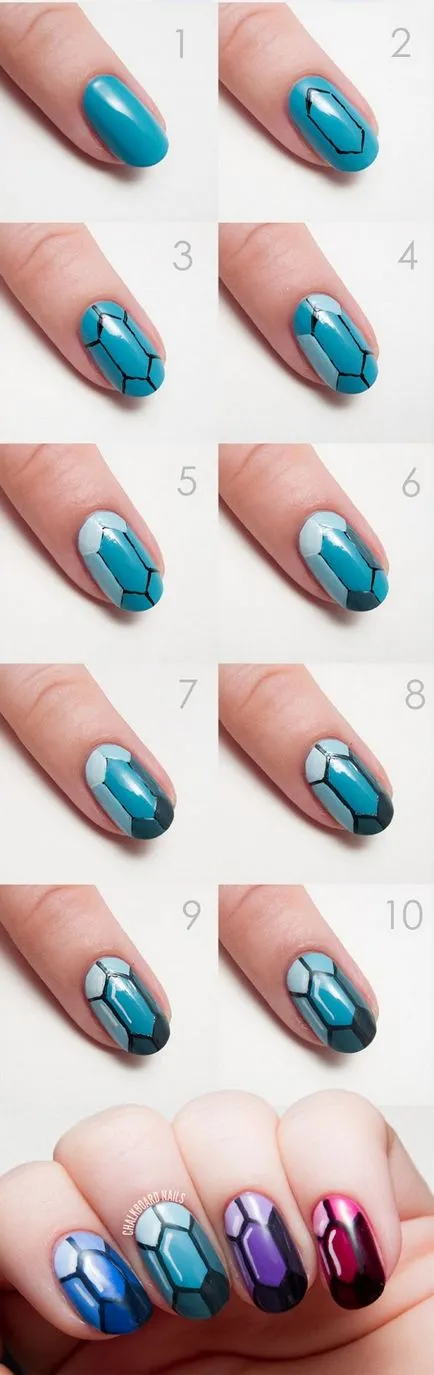 Много цвят как да се направи многоцветни лак за нокти върху ноктите, devochkiza