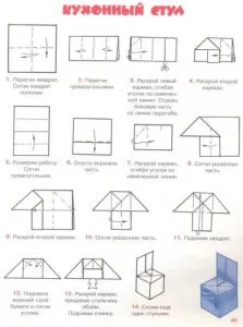 mobilier pentru hârtie Origami diagramă detaliu interior