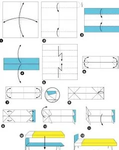 mobilier pentru hârtie Origami diagramă detaliu interior