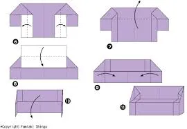 Origami papír bútorok belső részletesen diagram