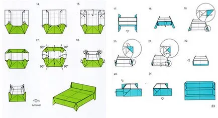 mobilier pentru hârtie Origami diagramă detaliu interior