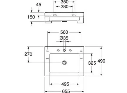 Méretek mosogatók és csapok 40, 50, 55, 60, 65, 70, 75, 80-90 cm, 550h480h150