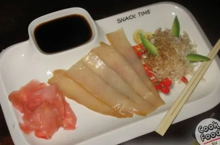 Sashimi, sushi és tekercs recept egy fotó