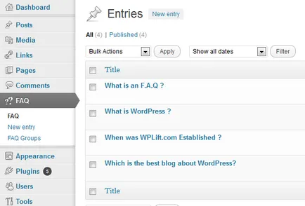 Készítsen gyik szakaszt a wordpress weboldal segítségével a plugin