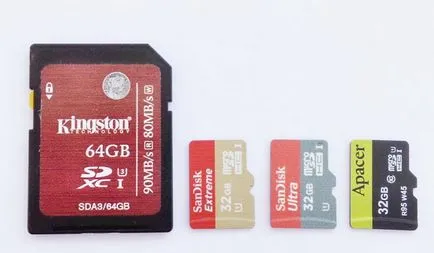 Test és felülvizsgálat SD memóriakártyák és a mikro-SD, Apacer, Kingston és Sandisk, Chekanova Laboratory