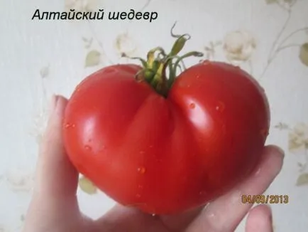 Tomate „Altai capodopera“ descriere si caracterizare, de reproducere, fotografii