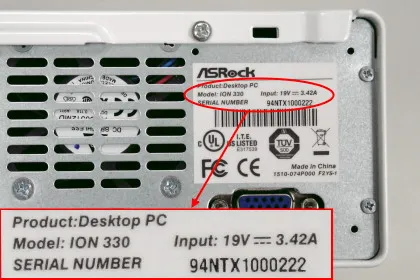 Asrock Nume model Găsirea