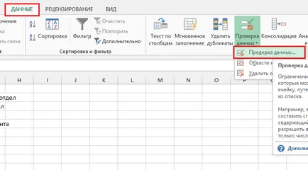 Lista drop-down în Excel 2010-2013, Departamentul IT