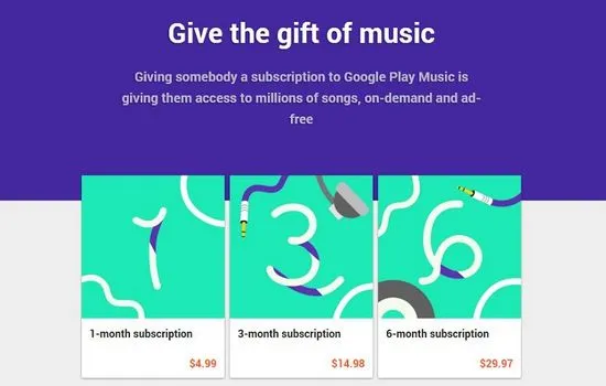 50 отстъпка за абонамент за подарък за Google Play Музика