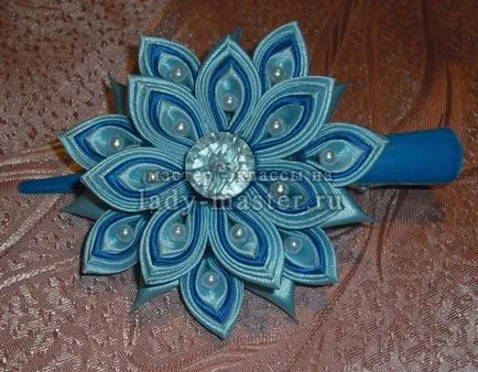 шнола за коса с цвете kanzashi, магистър - клас със снимки, стъпка по стъпка