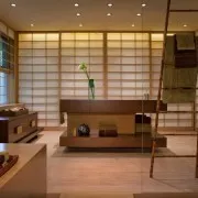 tapet de bambus în interiorul frumos decor bambus de perete în fotografie
