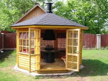 instalare Gazebo-grilinstruktsiya cu propriile lor mâini, în special case finlandeze, clădiri cu gratar,