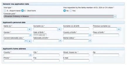 Cerere de o viză Schengen în Lituania pentru ambasada sau VC