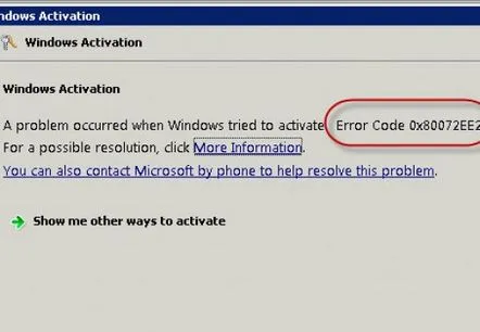 Codul de eroare este 0x80072ee2