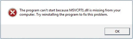 Instalarea corectă a msvcp71.dll