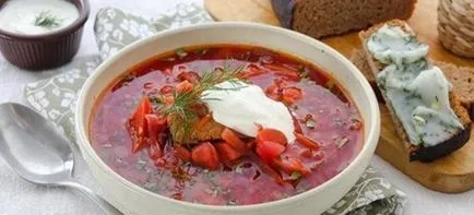 Борш с боб - растително супа рецепти с консервирани боб, гъби и зеле