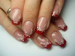 Nail design manichiura roșu franțuzesc