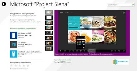 Proiectant de aplicații Project Siena pentru Windows