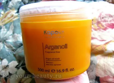 Mască de păr Kapous (kapus) cu ulei de argan (arganoil) recenzii, recenzie. Fotografii înainte și după