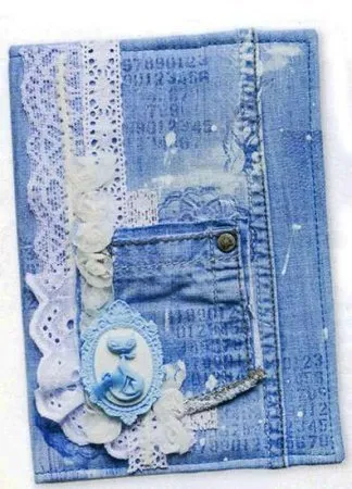 Caiet denim. Scrapbooking.