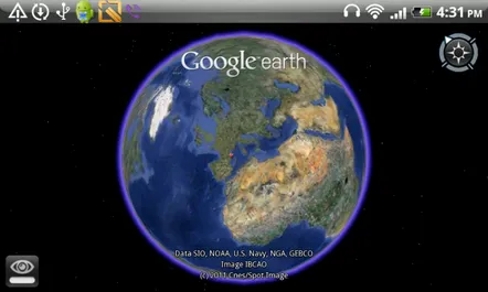 Aplicația Google Earth pentru Android