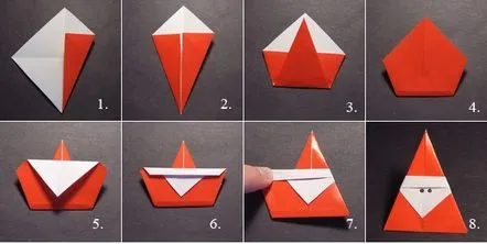 Moș Crăciun origami hârtie