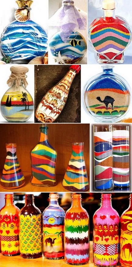 Декоративна бутилка с цветен пясък или сол