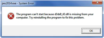 Dosarul lipseșted3dx9_43. dll