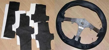 Volan îmbrăcat în piele cu mâinile sale