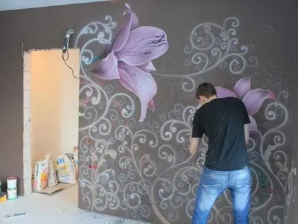 Airbrushing pe pereții din apartament fotografii, clipuri video, materiale și instrumente pentru aerografie (pereti) Airbrushing pe pereții din fotografii apartament, videoclipuri, materiale și instrumente pentru aerografie