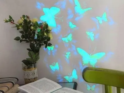 fluturi de perete decor cu șabloane lor mâini, șabloane pentru tăierea de hârtie, fotografii