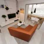 Proiectare si living interior cu zone de living și de dormit