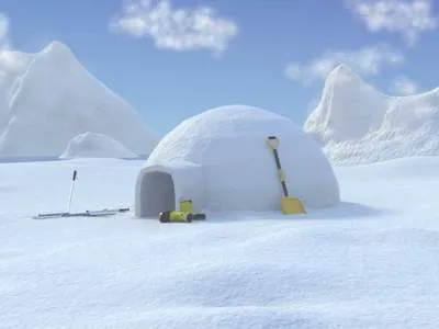 Un ac, care este de a construi o casa de zăpadă (care se face printr-un ac) Un ac, care este de a construi o casa de zăpadă