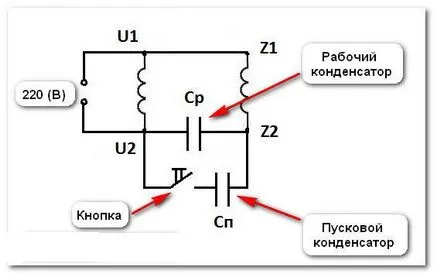 Cum de a conecta un motor cu o singură fază, prin intermediul unui condensator - caracteristici diferite scheme