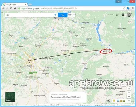 Hărți Google - măsurată ca distanță (Google) Google Maps - cum pentru a măsura distanța
