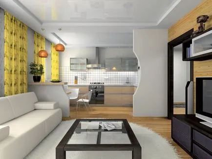 Bucătărie-dormitor (39 fotografii) în ghidul video de o camera pentru decorarea design-ul (a) Bucătărie-dormitor (39 fotografii) în ghidul video de o camera pentru decorarea design