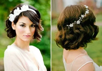coafuri de nunta trendy pentru quad-uri - cu extensie, franjuri, flori, diadema, voal