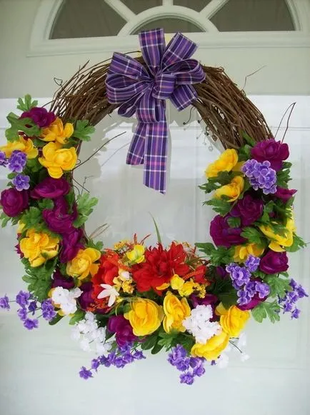 coroană de flori de Paște cu mâinile