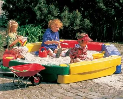 Sandpit pentru copii în a da idei și fotografii, casa de vis (loc cu nisip realizate din material plastic) Sandpit pentru copii în a da idei și fotografii, casa de vis