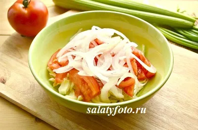 Rețetă utile proaspete salată, roșii și țelină (tomate) Reteta pentru o salata sanatoasa de varză proaspete, roșii și țelină