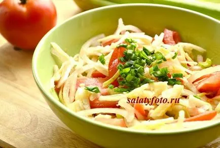 Rețetă utile proaspete salată, roșii și țelină (ulei de măsline) Reteta pentru o salata sanatoasa de varză proaspete, roșii și țelină