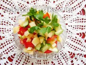 Salata cu rosii brânză și castraveți, reteta cu foto (foto) Salata cu rosii brânză și castraveți, reteta cu fotografie