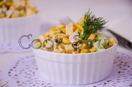 Salata cu ouă de pui și bruiate - un pas cu pas reteta cu fotografii, salata (reteta) Salata de pui cu ouă și omletă - un pas cu pas reteta cu fotografii, salate